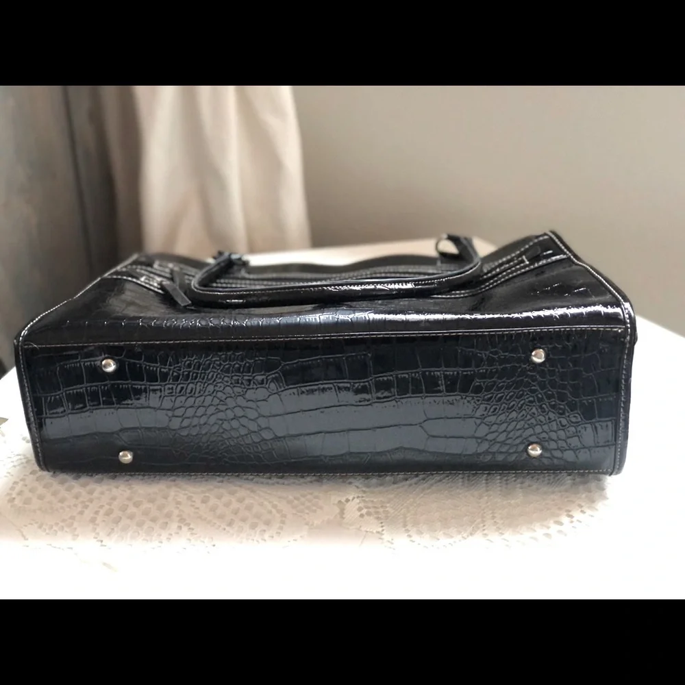 Black Faux Snake Skin Laptop Bag / Purse